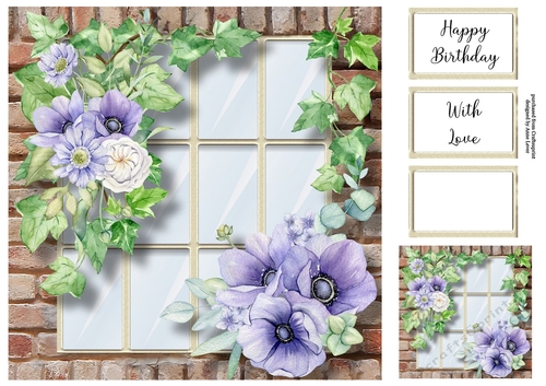 The Ivy & Purple Blooms Window 8x8