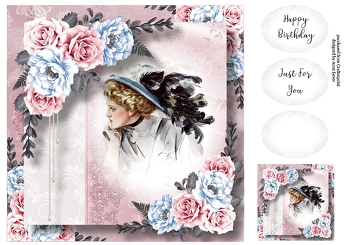 Elegant beauty In Pink & Blue 8x8
