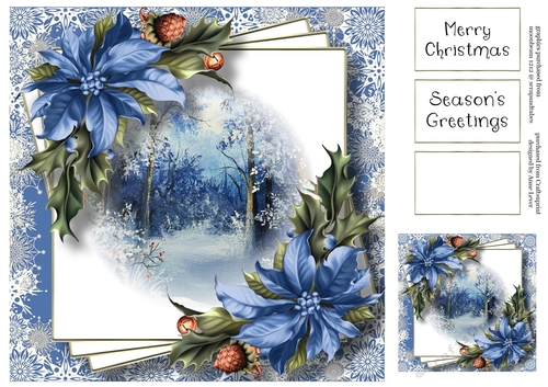 Faded Edge Christmas Scene - Snowy Moonlit Forest 8x8