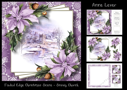 Faded Edge Christmas Scene - Snowy Church