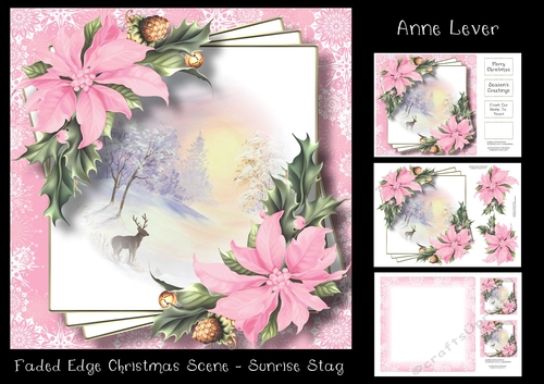 Faded Edge Christmas Scene - Sunrise Stag