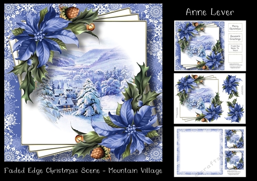 Faded Edge Christmas Scene - Mountain Village