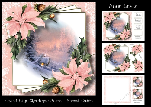 Faded Edge Christmas Scene - Sunset Cabin