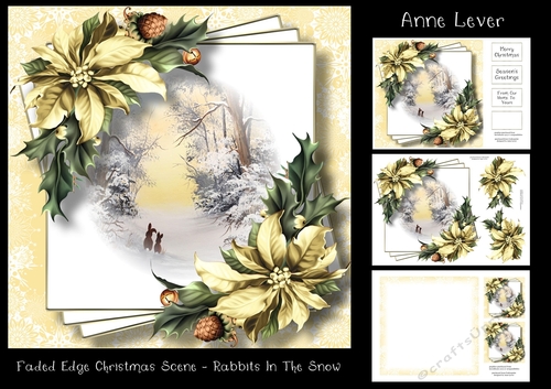 Faded Edge Christmas Scene - Rabbits In The Snow