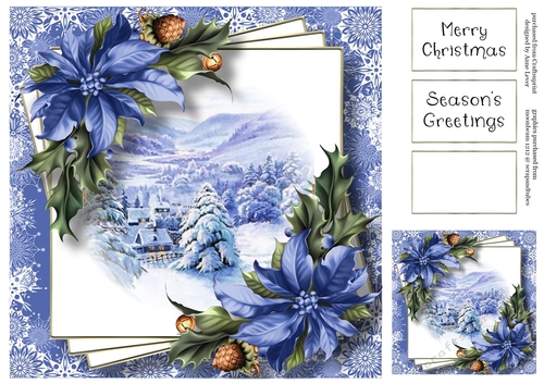 Faded Edge Christmas Scene - Mountain Village 8x8