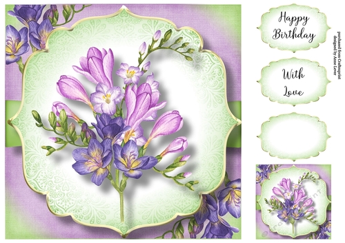 Fabulous Purple Freesias 8x8