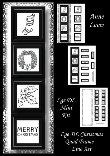 Lge DL Christmas Quad Frame - Line Art
