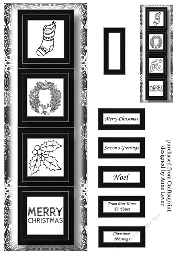Lge DL Simple Christmas Quad - Line Art