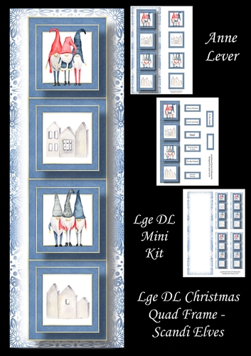 Lge DL Christmas Quad Frame - Scandi Elves