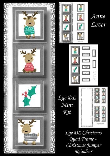 Lge DL Christmas Quad Frame - Christmas Jumper Reindeer