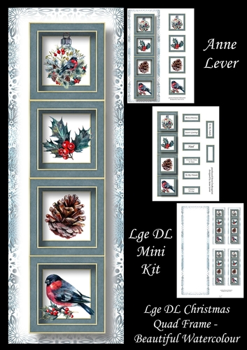 Lge Dl Christmas Quad Frame - Beautiful Watercolour