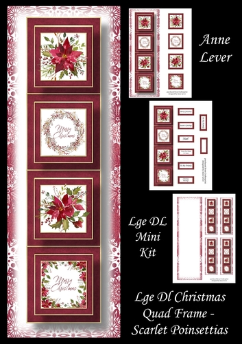 Lge Dl Christmas Quad Frame - Scarlet Poinsettia