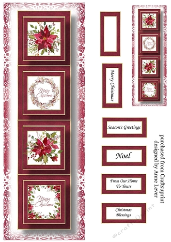 Lge Dl Simple Christmas Quad - Scarlet Poinsettia
