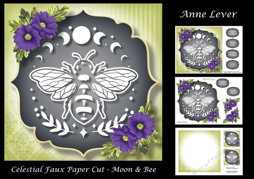 Celestial Faux Papercut - Moon & Bee