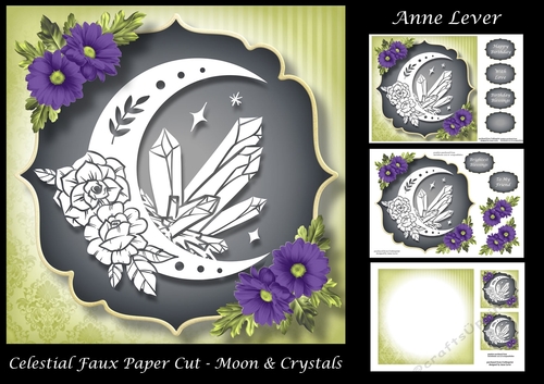 Celestial Faux Papercut - Moon & Crystals
