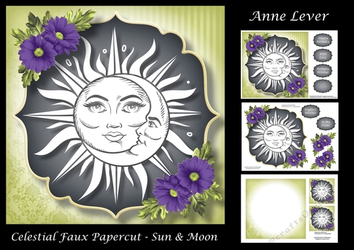 Celestial Faux papercut - Sun & Moon