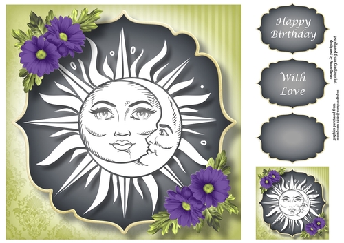 Celestial Faux papercut - Sun & Moon 8x8