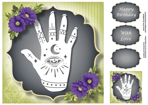 Celestial Faux papercut - Palm Reading 8x8