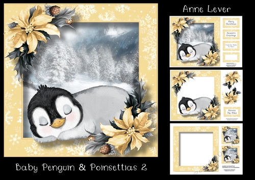 Baby Penguin & Poinsettias 2