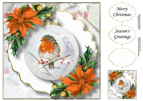The Christmas Robin Bauble 4 8x8