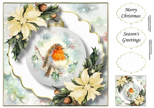 The Christmas Robin Bauble 3 8x8