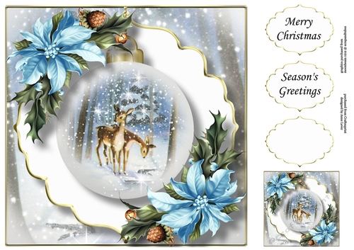 The Christmas Vintage Deer Bauble 3 8x8