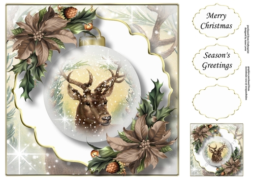 The Christmas Vintage Deer Bauble 2 8x8