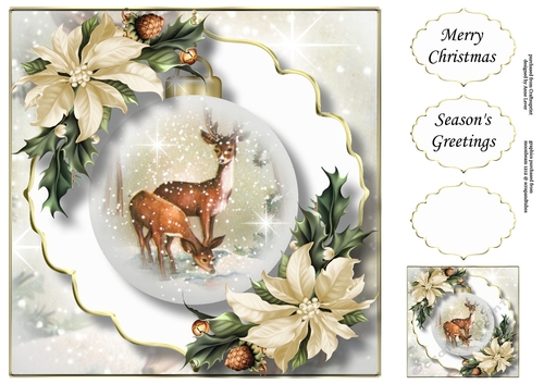 The Christmas Vintage Deer Bauble 1 8x8