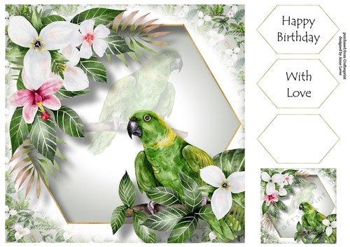 Amazonian Animals - Green Parrot 8x8