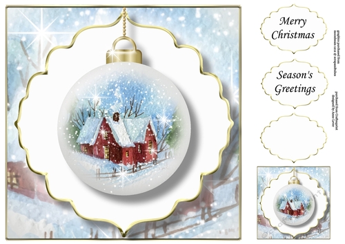 The Christmas Cottage Bauble 4 NO FLOWERS
