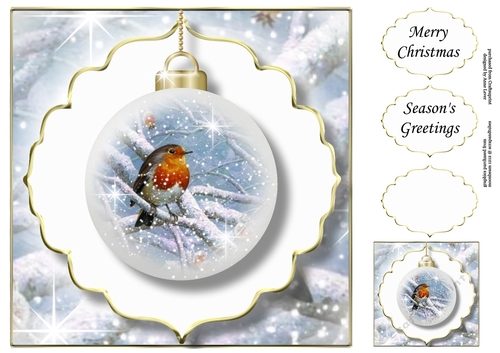The Christmas Robin Bauble 2 NO FLOWERS