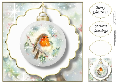 The Christmas Robin Bauble 3 NO FLOWERS