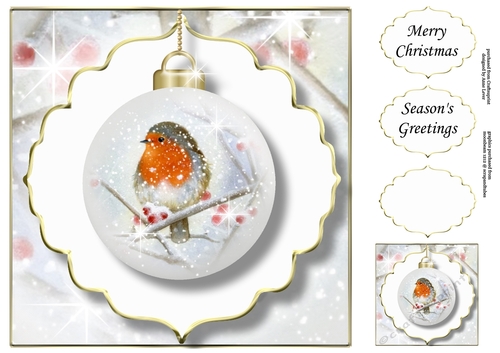 The Christmas Robin Bauble 4 NO FLOWERS