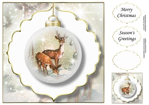 The Christmas Vintage Deer Bauble 1 NO FLOWERS