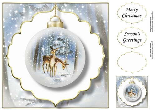 The Christmas Vintage Deer Bauble 3 NO FLOWERS