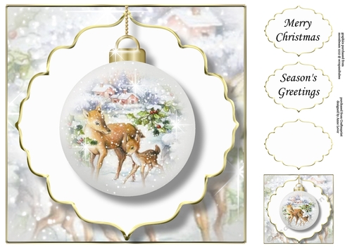 The Christmas Vintage Deer Bauble 4 NO FLOWERS