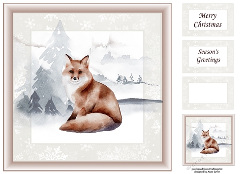 Sepia Christmas Winter Fox No Holly
