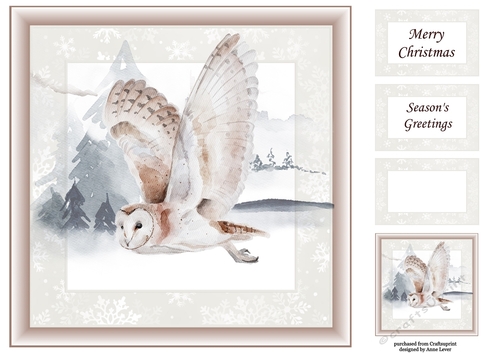 Sepia Christmas Winter Owl No Holly
