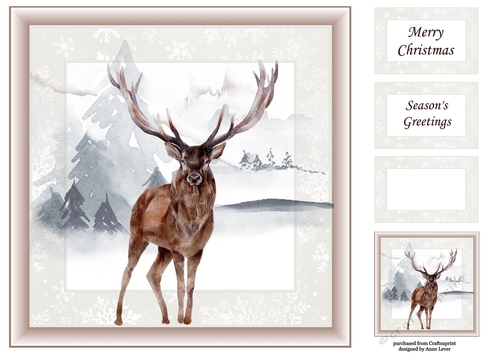 Sepia Christmas Winter Stag No Holly