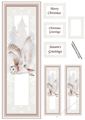 Sepia Christmas Owl No Holly Lge DL
