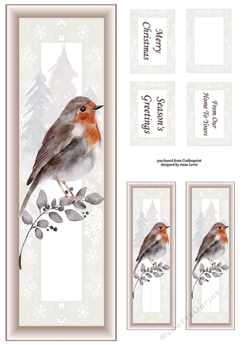 Sepia Christmas Robin No Holly Lge DL