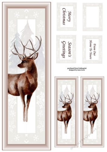 Sepia Christmas Stag No Holly Lge DL