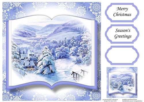 Open Book Scenic Christmas No Flowers - Snowy Mountain Village