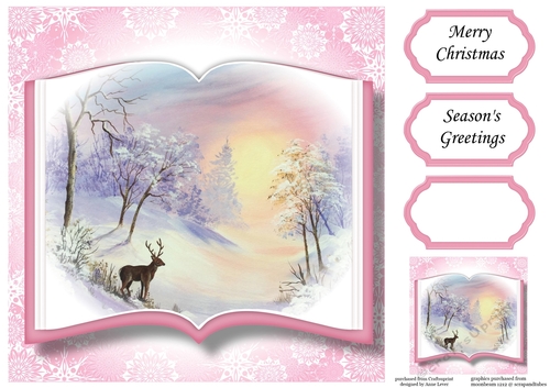 Open Book Scenic Christmas No Flowers - Stag At Sunset