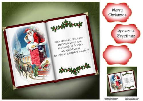 Open Book Christmas No Flowers - Santa
