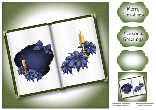 Open Book Christmas No Flowers - French Navy Candle