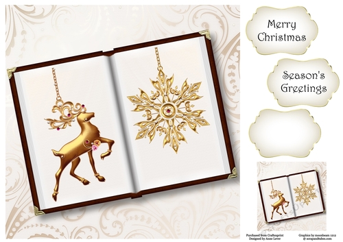 Open Book Christmas No Flowers - Golden Baubles