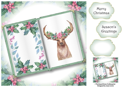Open Book Christmas No Flowers - Gorgeous Stag