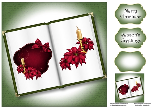 Open Book Christmas No Flowers - Magenta Candle