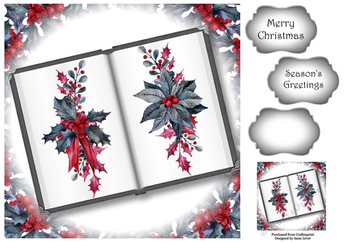 Open Book Christmas No Flowers - Red & Black